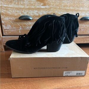 Matisse Black Fringe Ankle Booties